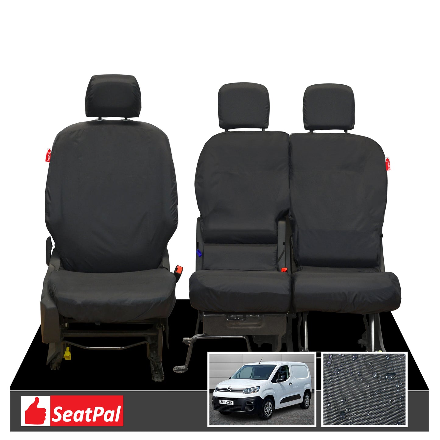 Citroen Berlingo MK3 MY18 Onwards Front Set Black Tailored Waterproof Seat Covers