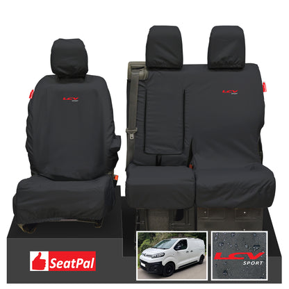 Citroen Dispatch MY16 Onwards Front Set Black Tailored Waterproof Seat Covers With LCV Sport Logos