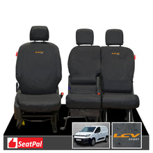 Citroen Berlingo MK3 MY2018 Onwards Front Set Black Tailored Waterproof Seat Covers With LCV Sport Logos
