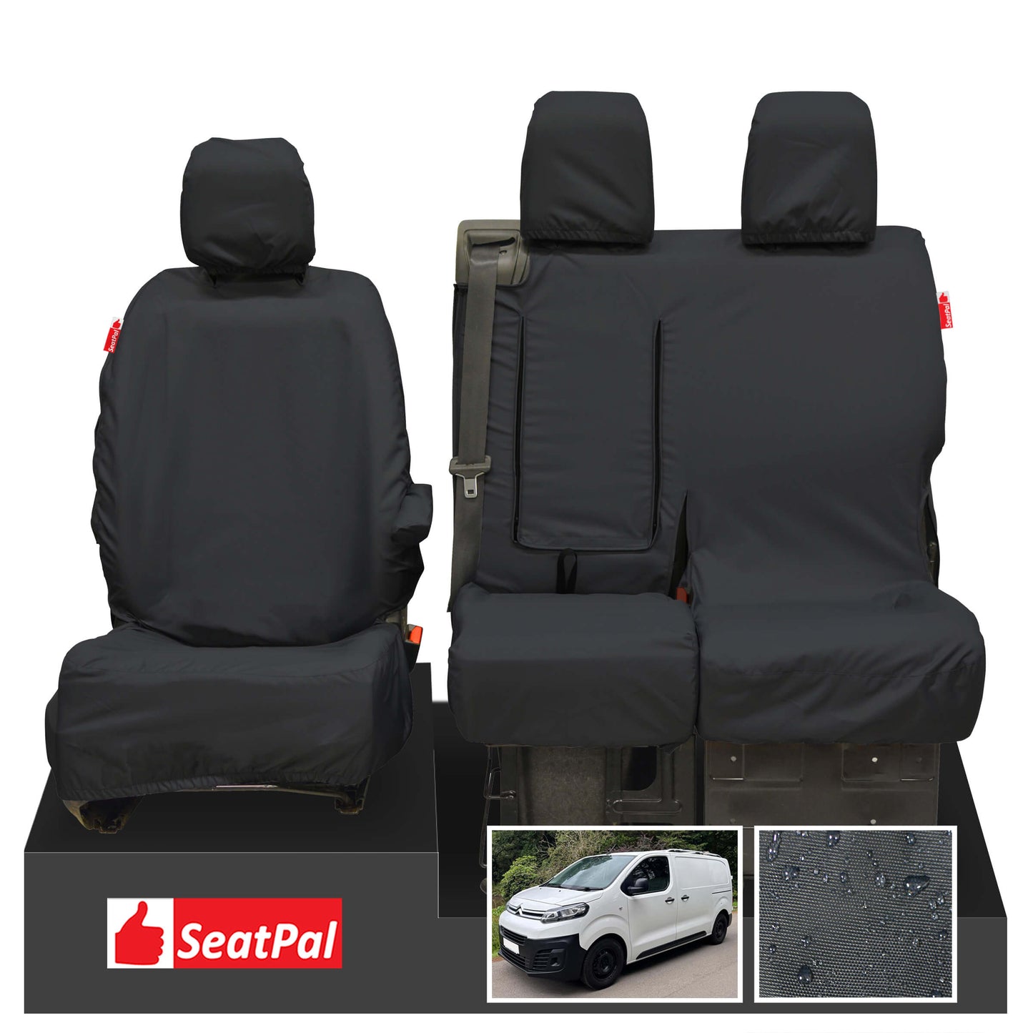 Citroen Dispatch MY16 Onwards Front Set Black Tailored Waterproof Seat Covers
