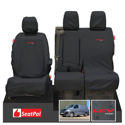 Fiat Scudo MY22 Onwards Front Set Black Tailored Waterproof Seat Covers LCV Sport