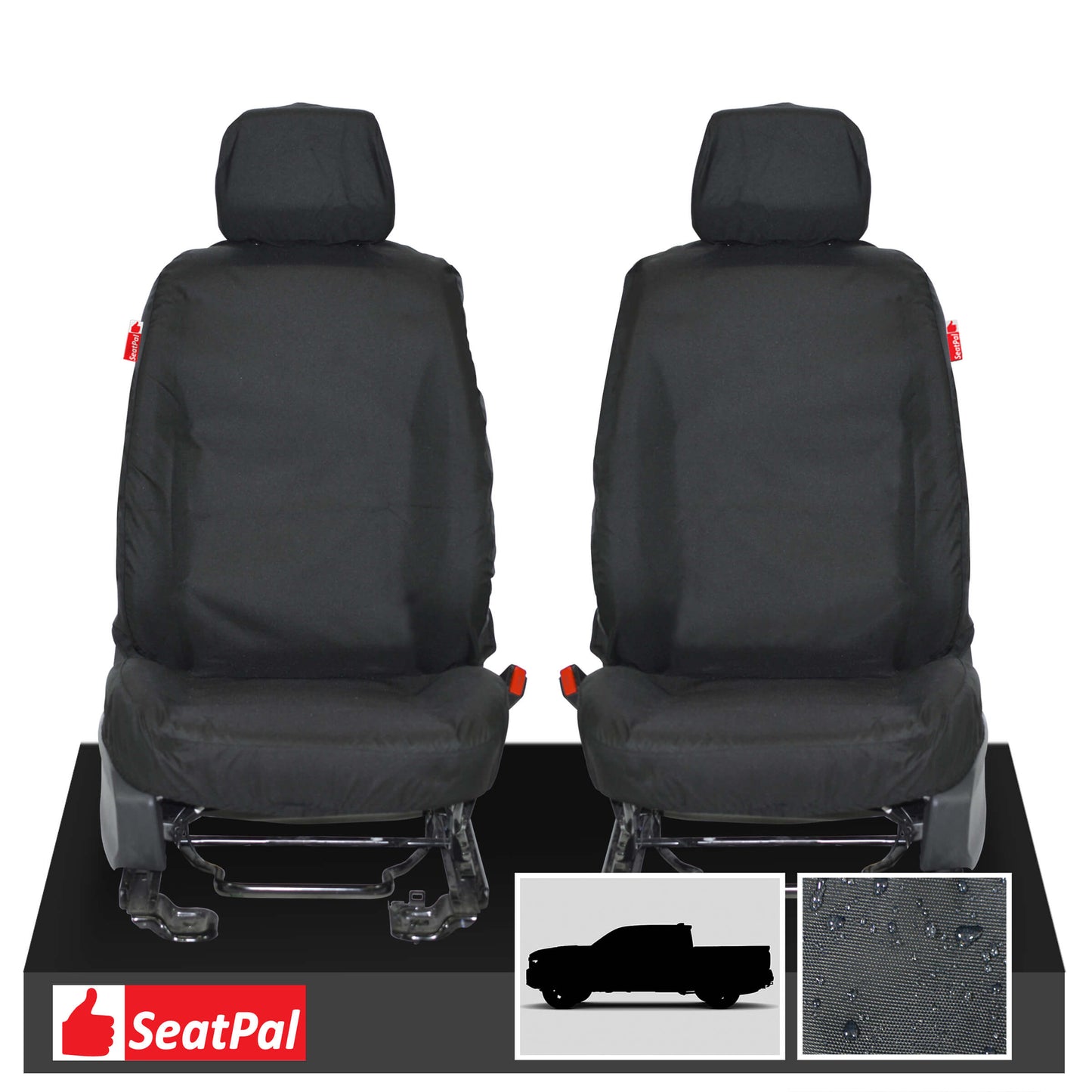 Ford Ranger Wildtrak MY16-22 Front Set Black Tailored Waterproof Seat Covers
