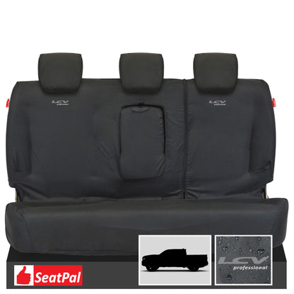 Ford Ranger Wildtrak Double Cab MY16-22 Rear Set Black Tailored Waterproof Seat Covers With LCV Professional Logos
