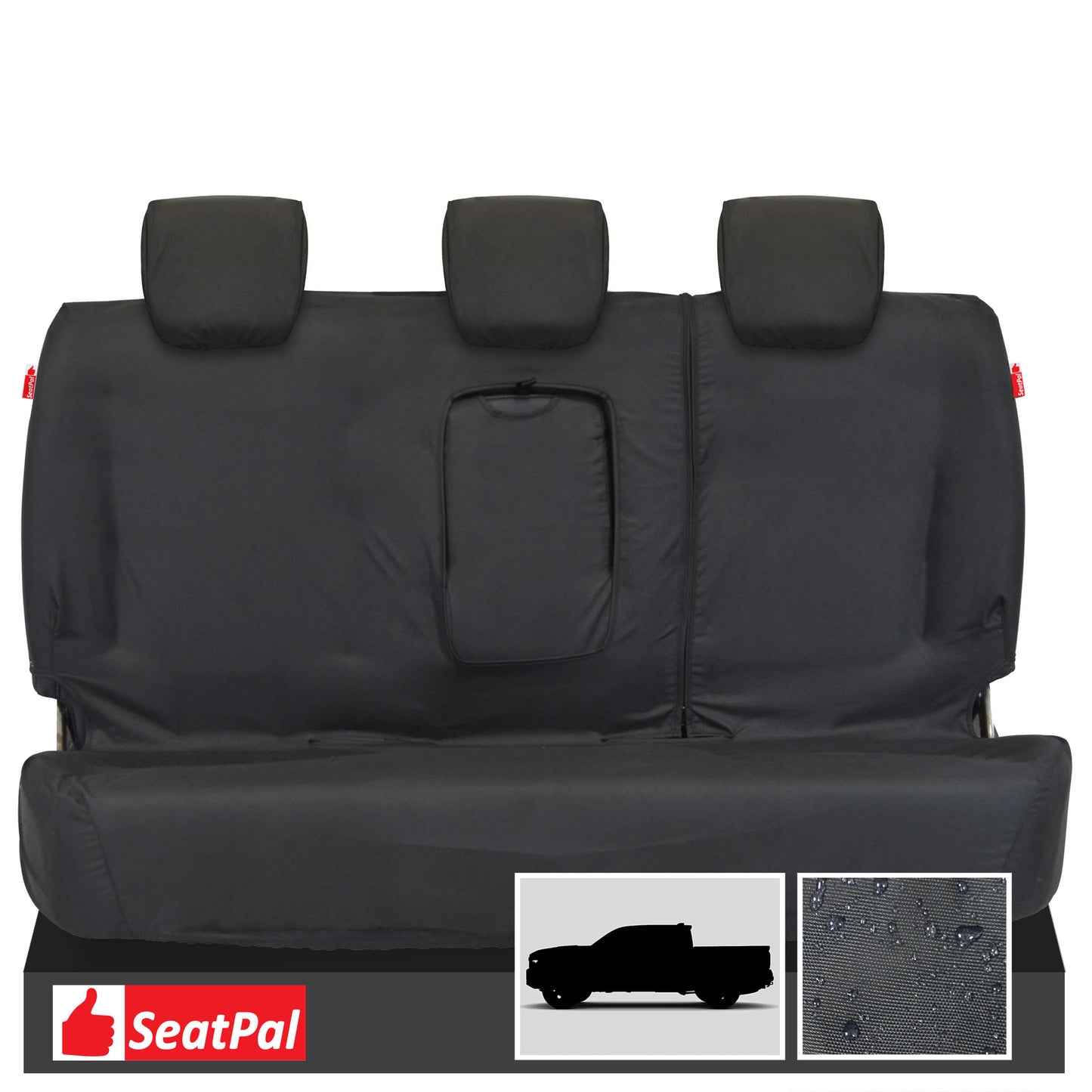 Ford Ranger Wildtrak MY16-22 Double Cab Rear Set Black Tailored Waterproof Seat Covers
