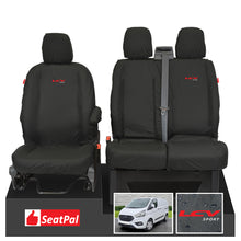 Ford Transit Custom MK1 MY12-23 Front Set Black Tailored Waterproof Seat Covers With LCV Sport Logos