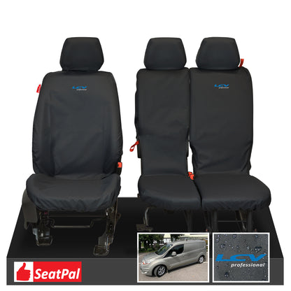 Ford Transit Connect MY13-24 Front Set Black Tailored Waterproof Seat Covers With LCV Professional Logos