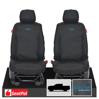 Ford Ranger Wildtrak MY16-22 Front Set Black Tailored Waterproof Seat Covers With LCV Professional Logos