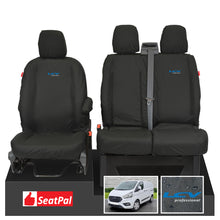 Ford Transit Custom MK1 MY12-23 Front Set Black Tailored Waterproof Seat Covers With LCV Professional Logos
