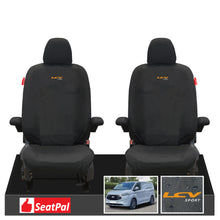 Ford Transit Custom MK2 MY24 Onwards Front Set Black Tailored Waterproof Seat Covers With LCV Sport Logos