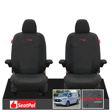 Ford Transit Custom MK2 MY24 Onwards Front Set Black Tailored Waterproof Seat Covers With LCV Sport Logos