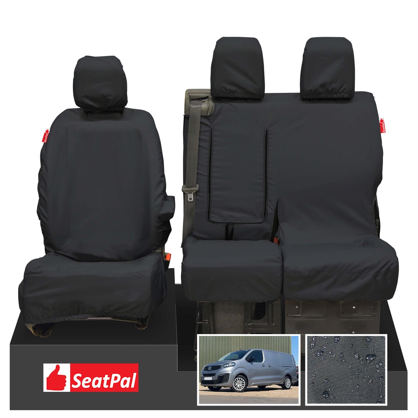 Fiat Scudo MY22 Onwards Front Set Black Tailored Waterproof Seat Covers
