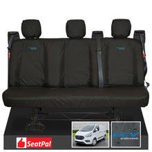 Ford Transit Custom MK1 Double Cab MY12-23 Rear Triple Black Tailored Waterproof Seat Covers With LCV Professional Logos