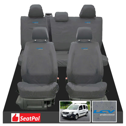 Mercedes Benz Citan Traveliner MY13-21 Front & Rear Set Grey Tailored Waterproof Seat Covers With LCV Professional Logos