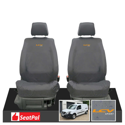 Mercedes Benz Citan Panel Van or Traveliner MY13-21 Front Set Grey Tailored Waterproof Seat Covers With  LCV Sport Logos