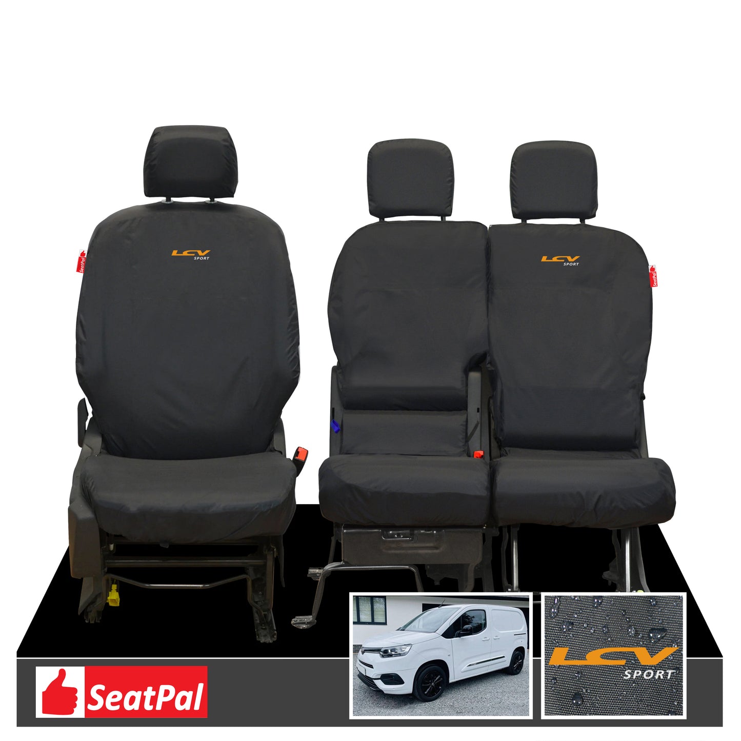 Toyota Proace City MY19 Onwards Front Set Black Tailored Waterproof Seat Covers LCV Sport