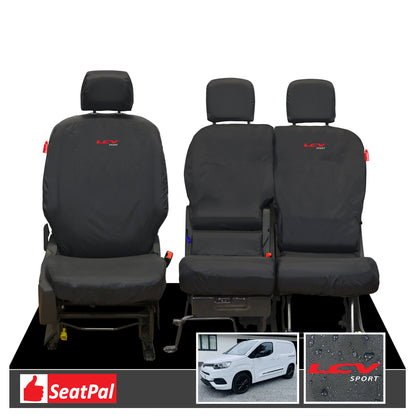 Toyota Proace City MY19 Onwards Front Set Black Tailored Waterproof Seat Covers LCV Sport