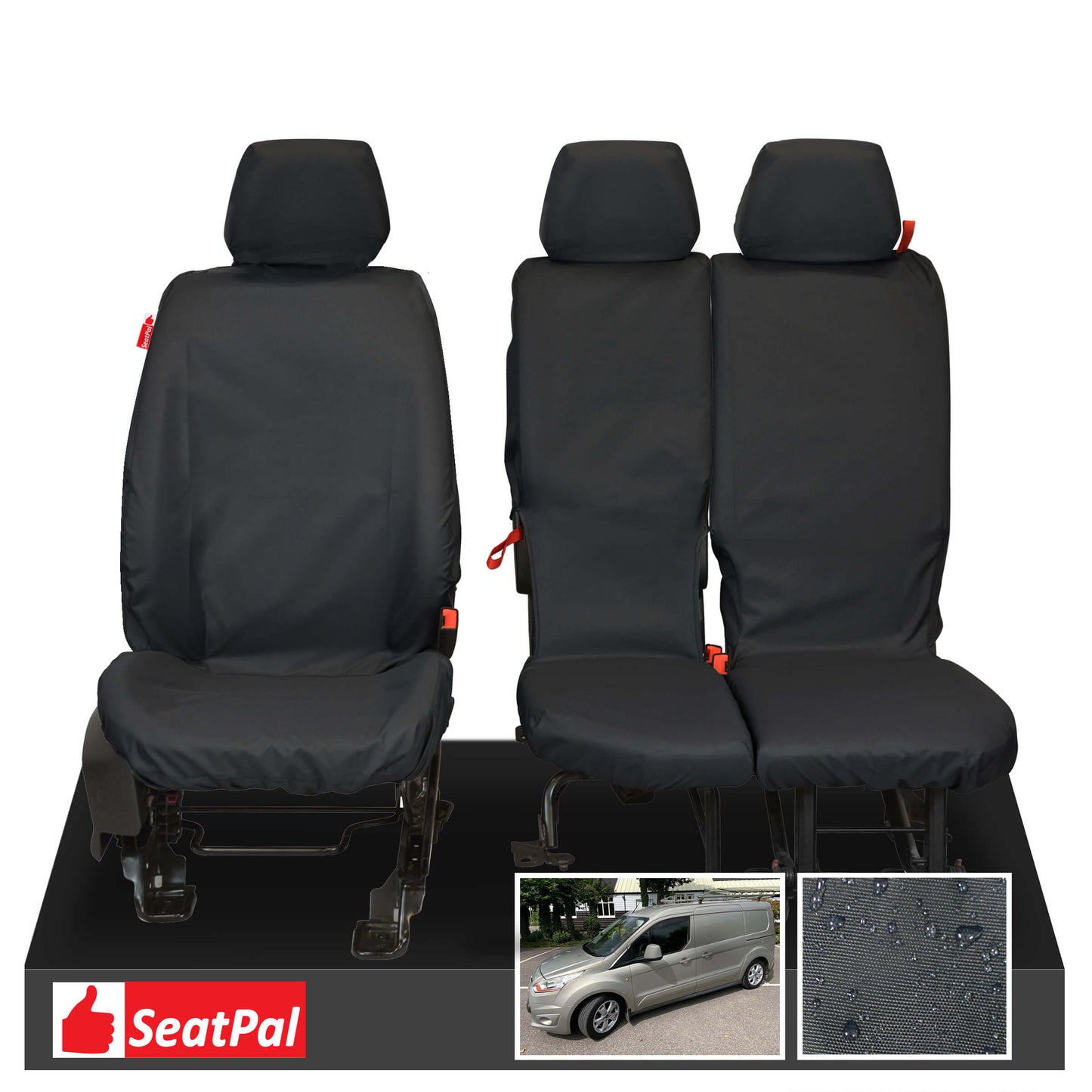 Ford Transit Connect MY13-24 Front Set Black Tailored Waterproof Seat Covers
