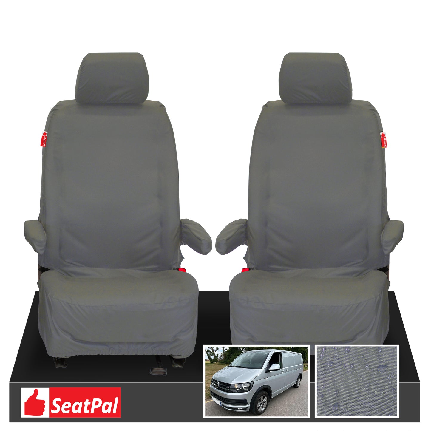 Volkswagen Transporter T6.1 & T6 Panel Van Or Kombi MY15 Onwards Front Set Grey Tailored Waterproof Seat Covers