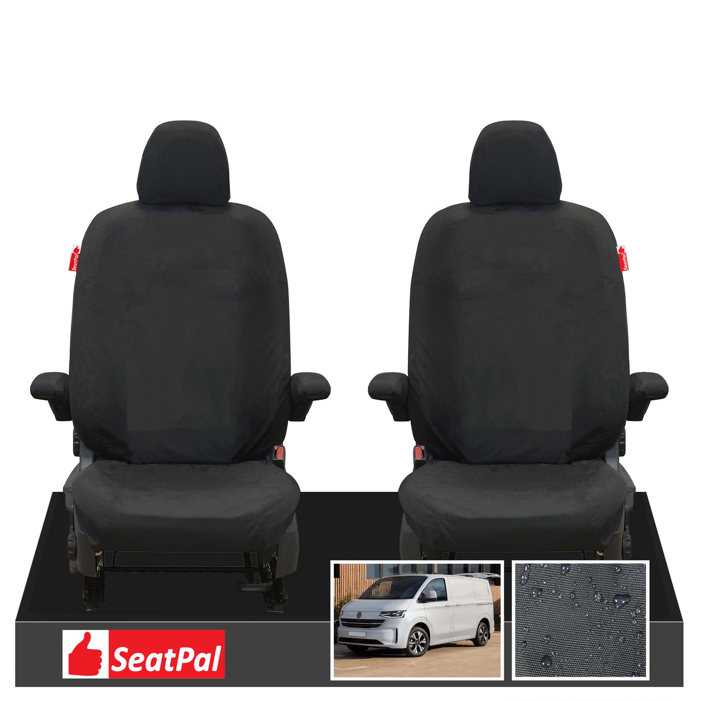 Volkswagen Transporter T7 MY25 Onwards Panel Van Or Kombi Front Set 1+1 Black Tailored Waterproof Seat Covers