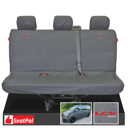 Volkswagen Transporter T6.1 & T6 Kombi MY15 Onwards Rear Triple Grey Tailored Waterproof Seat Covers With LCV Sport Logos