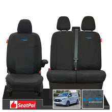 Ford Transit Custom MK2 MY24 Onwards Front Set Black Tailored Waterproof Seat Covers With LCV Professional Logos