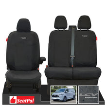 Ford Transit Custom MK2 MY24 Onwards Front Set Black Tailored Waterproof Seat Covers With LCV Professional Logos